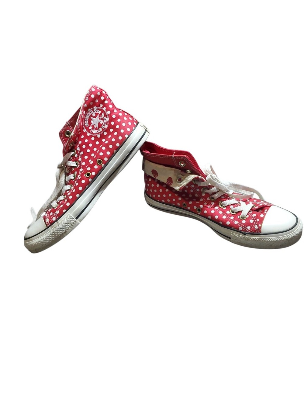 Converse Red and White Polka Dot High Top Sneakers